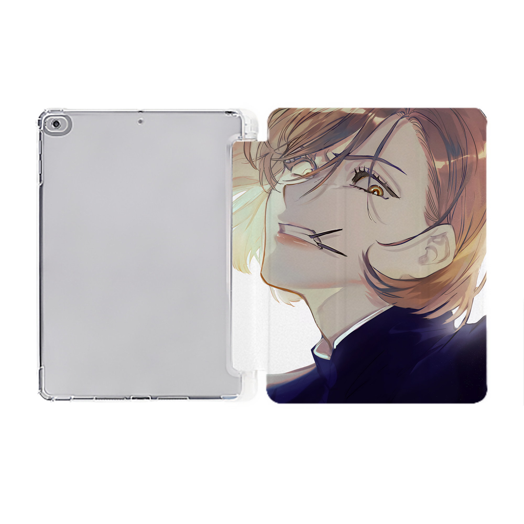 （画像用） 呪術廻戦 Jujutsu Kaisen IPad ケース ペン収納付き 三つ折りスタンド PUレザー×シリコン 対応機種9.5/10.5/10.9インチ